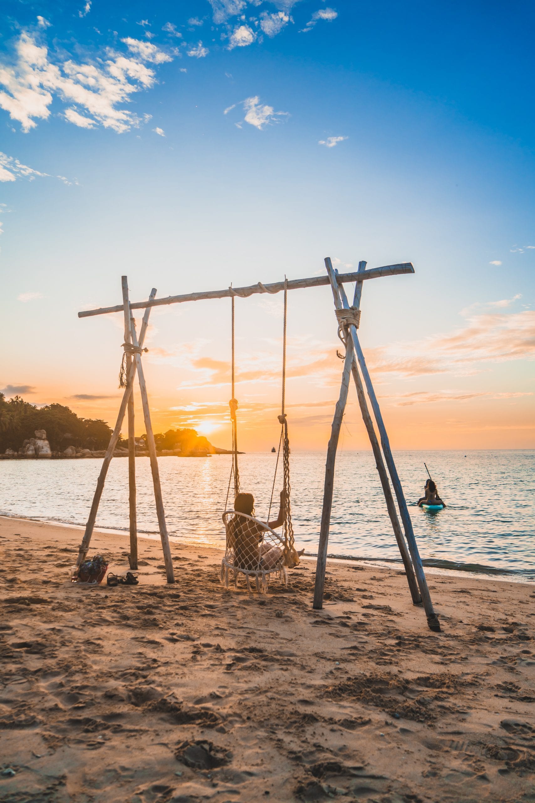 A beach swing on Sairee catching the last of the light