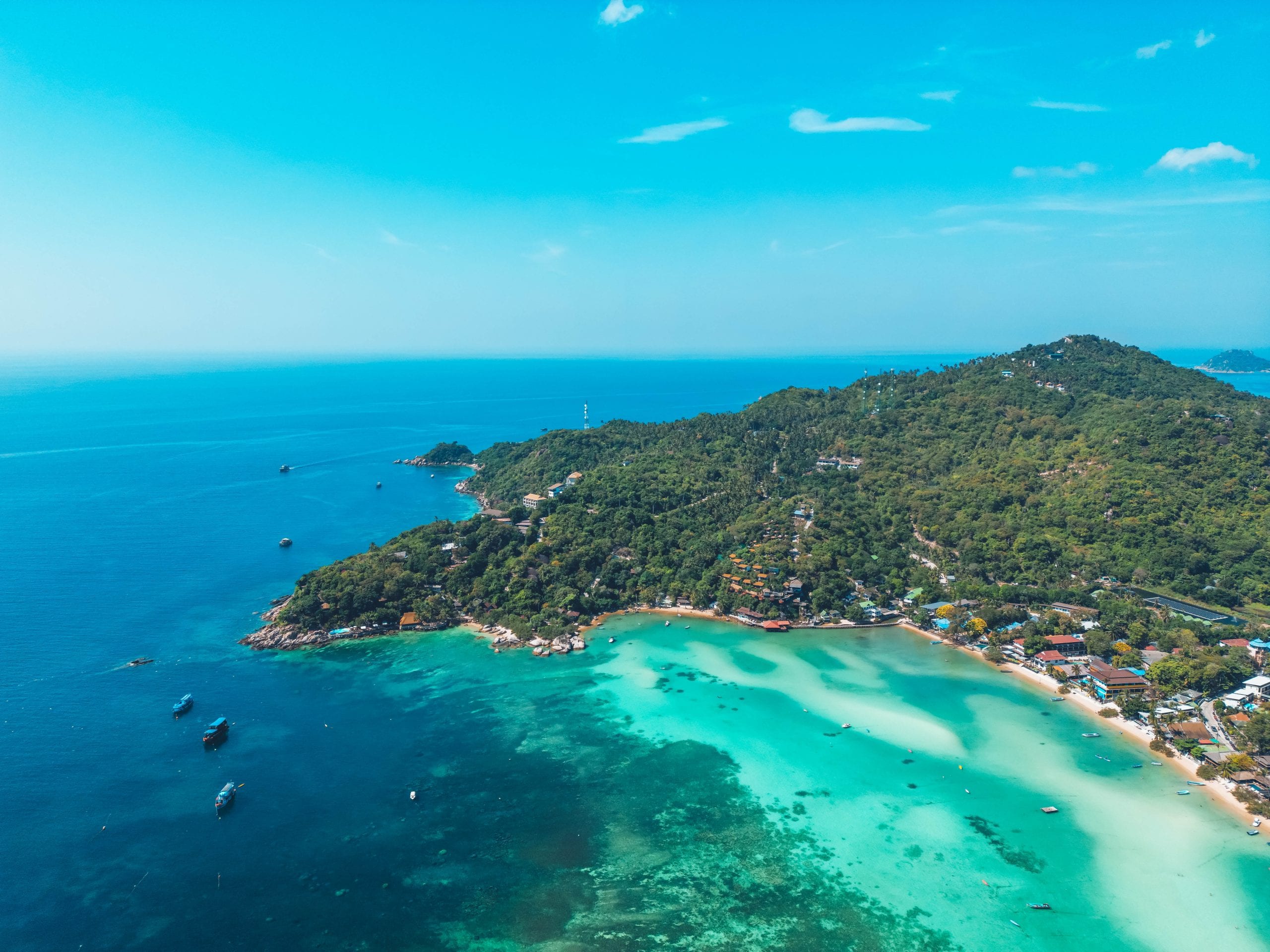 The village side of Koh Tao from above, where the local kitchens are