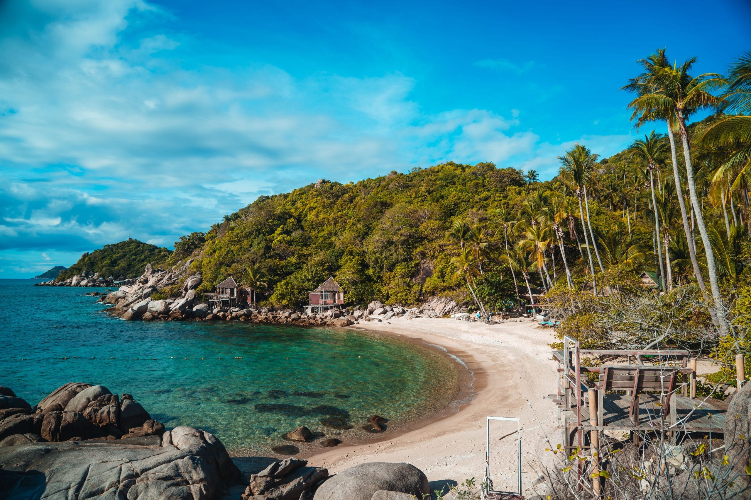 A quiet rocky cove on Koh Tao, no crowds and clear water over the reef